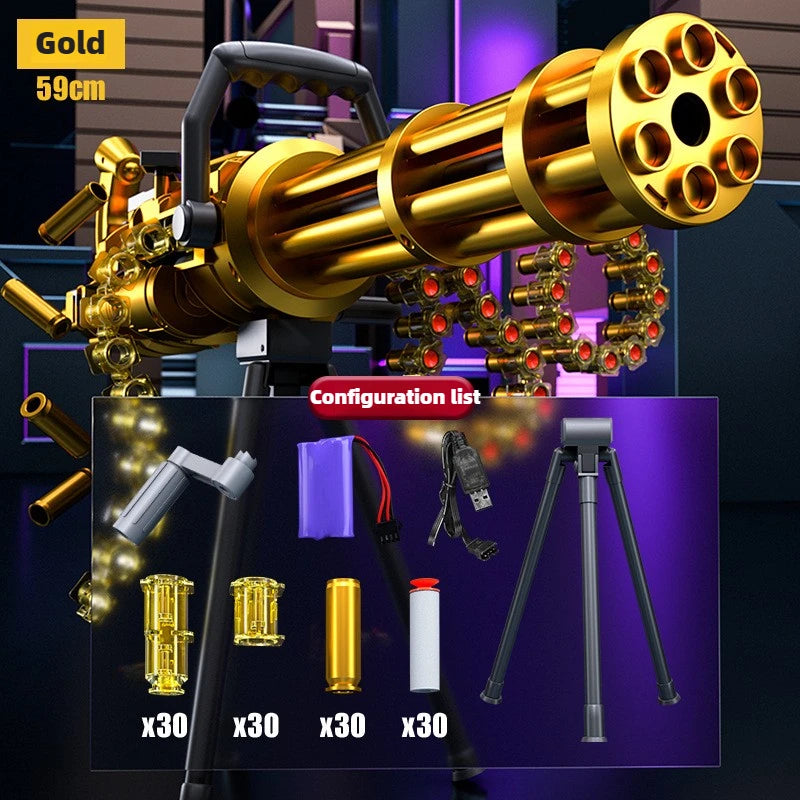 115cm Toy Gun Big Electric Fake Gun Soft Bullet Ejection EVA Gun DIY Self-Assembly Tactical Gatling Gun Toy Christmas Gift