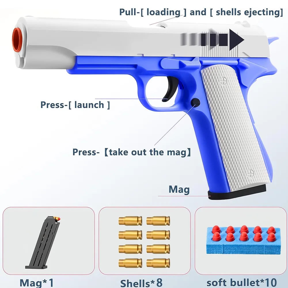 Toy Guns Ball Blaster With Soft Bullets Toys Foam Blaster Shooting Games Education Toy Model For 6,7,8,9,14+ Kids